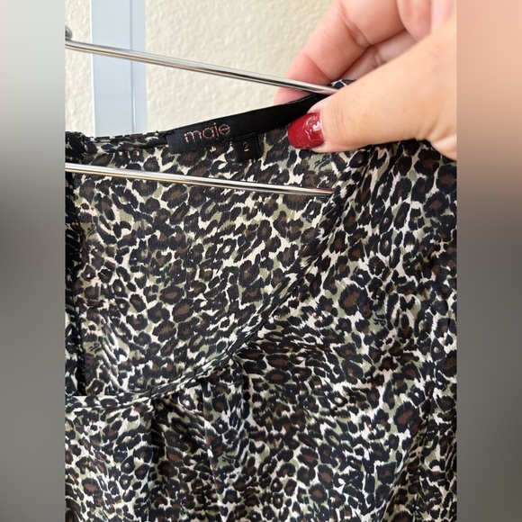 Maje Nicole Silk Animal Print Dress - Size 2 (Medium) - Picture 3 of 5